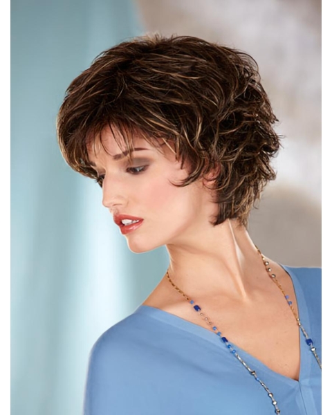 Online Brown Wavy Chin Length Classic Wigs