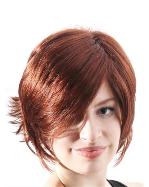 Beautiful Auburn Wavy Chin Length Synthetic Wigs