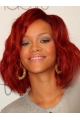 Rihanna Red Wavy Chin Length Lace Front Human Wigs