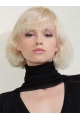 Young Fashion Platinum Blonde Soft Elegent Wavy Chin Length Capless Wigs