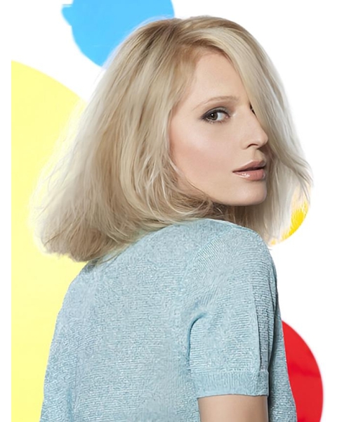 Young Fashion Long Bobs Platinum Blonde Full Lace Human Wigs