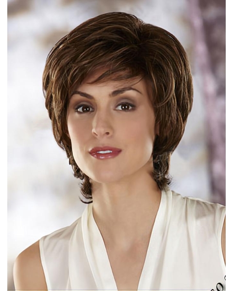 Affordable Brown Wavy Chin Length Classic Wigs