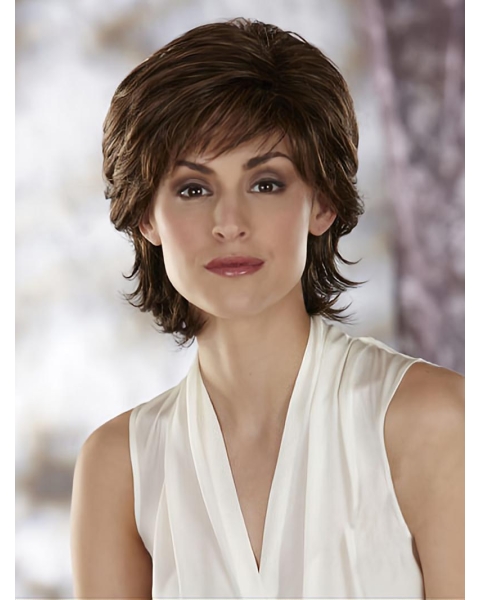 Affordable Brown Wavy Chin Length Classic Wigs