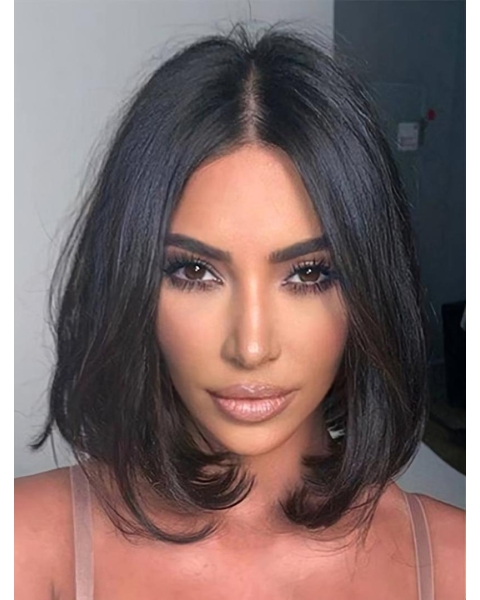 Chin Length 12" Wavy Bobs Lace Front Kim Kardashian Wigs