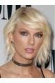 Lace Front Chin Length Platinum Blonde Wavy Layered Taylor Swift Wigs