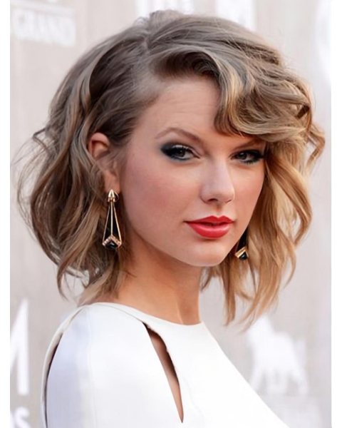 Lace Front Chin Length Brown Wavy Bobs Taylor Swift Wigs