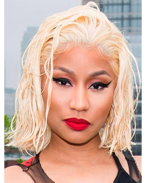 Blonde 12" Wavy Without Bangs Chin Length Nicki Minaj Wigs