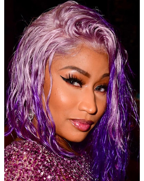 Purple 12" Wavy Bobs Chin Length Nicki Minaj Wigs