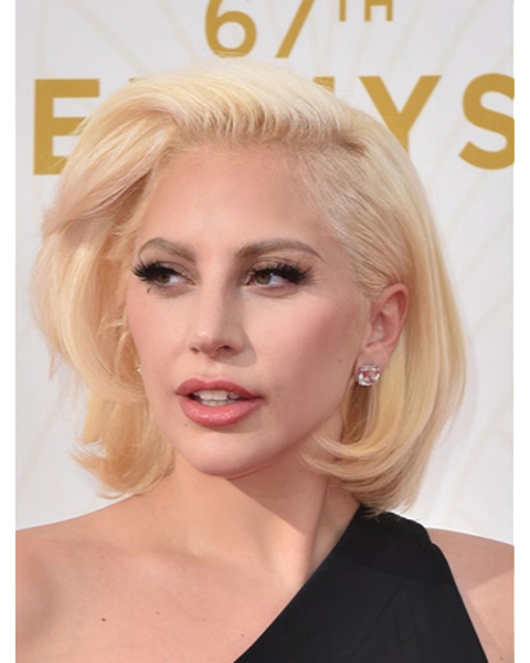 Wavy Blonde Lace Front Chin Length Bobs Lady Gaga Wigs