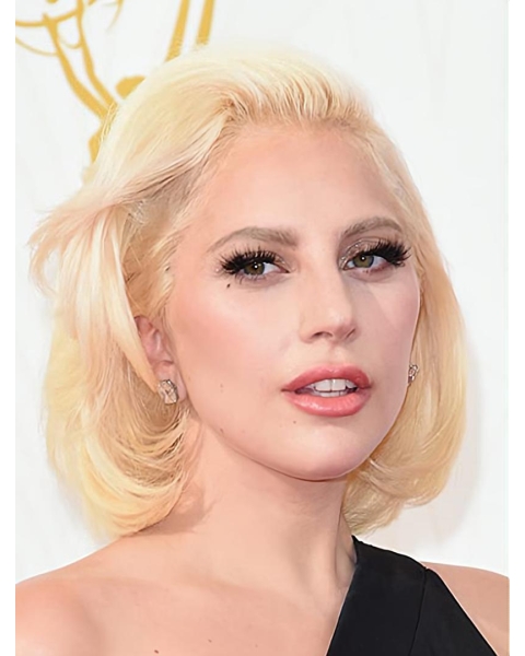 Wavy Blonde Lace Front Chin Length Bobs Lady Gaga Wigs