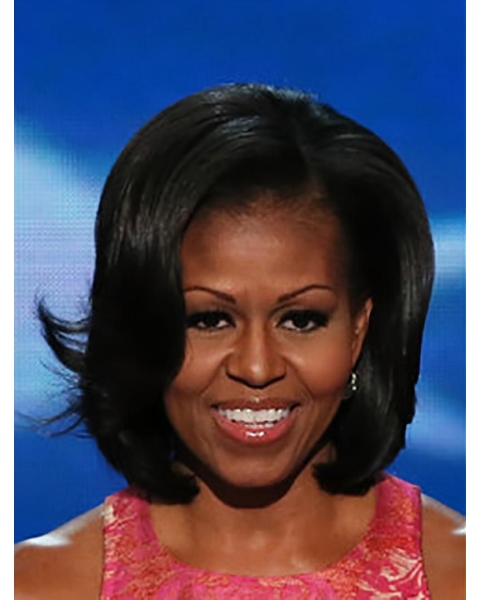 Wavy Black Lace Front Chin Length Bobs Michelle Obama Wigs