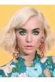 Wavy Platinum Blonde Lace Front Chin Length Bobs Katy Perry Wigs