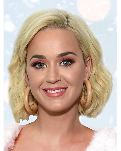 Wavy Blonde Lace Front Chin Length Bobs Katy Perry Wigs