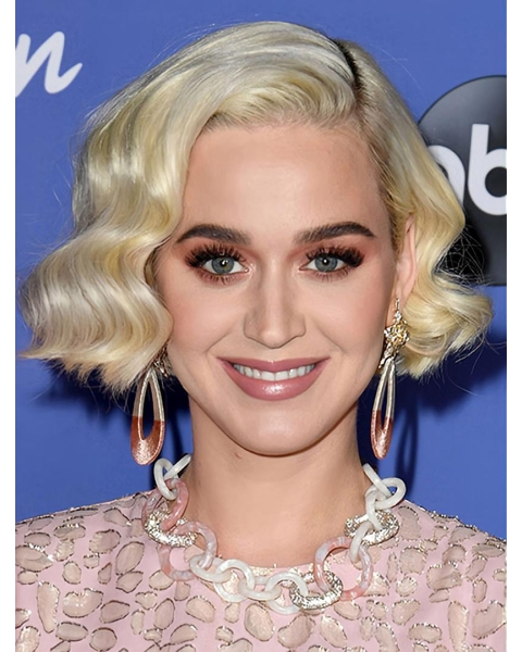 Wavy Blonde Full Lace Chin Length Bobs Katy Perry Wigs