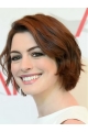 Wavy Auburn Lace Front Chin Length Bobs Anne Hathaway Wigs