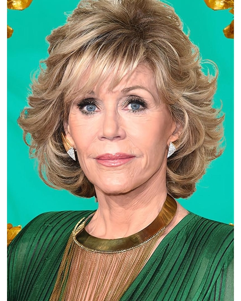 Blonde 12" Wavy Layered Chin Length Jane Fonda Wigs