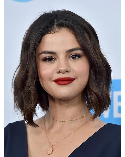 Wavy Chin Length Brown Synthetic Selena Gomez Wigs