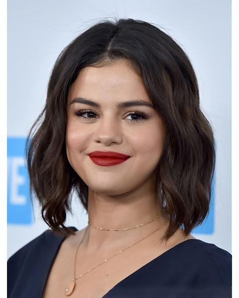 Wavy Chin Length Brown Synthetic Selena Gomez Wigs