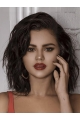 Wavy Chin Length Brown Remy Human Hair Selena Gomez Wigs