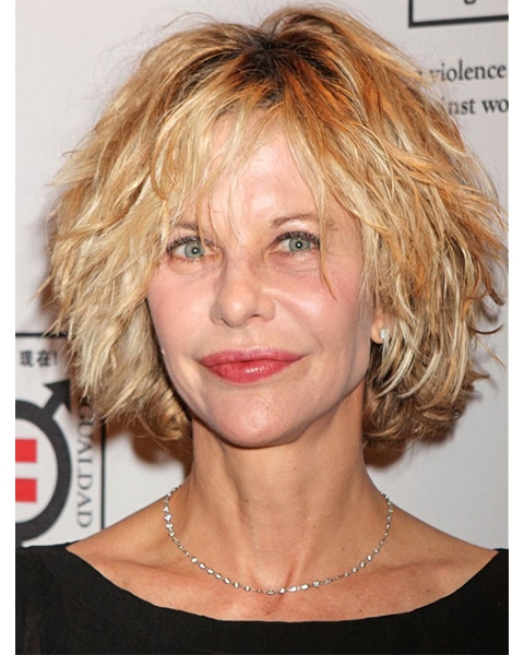 Wavy Chin Length Blonde Synthetic Meg Ryan Wigs