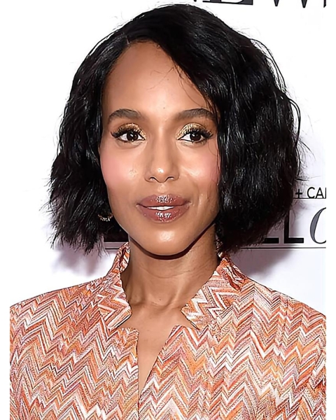 Wavy Chin Length Black Synthetic Kerry Washington Wigs