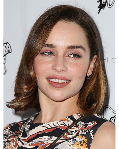 Wavy 12" Chin Length Brown Synthetic Emilia Clarke Wigs