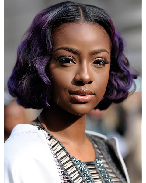 12" Lace Front Chin Length Black to Purple Bobs Justine Skye Wigs