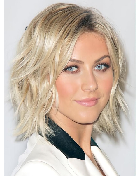 12" Capless Chin Length Remy Human Hair Wavy Julianne Hough Wigs