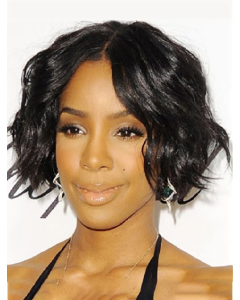 Wavy Black Bobs Full Lace Chin Length Kelly Rowland Wigs