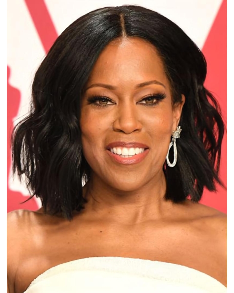 Bobs Wavy Chin Length Black Lace Front Regina King Wigs