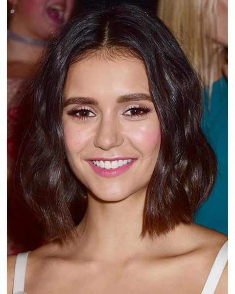 Bobs Wavy Chin Length Brown Full Lace Nina Dobrev Wigs