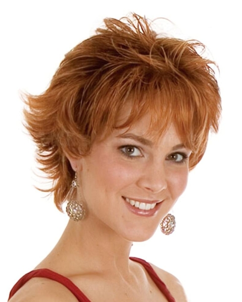 Flexibility Auburn Wavy Chin Length Monofilament Wigs