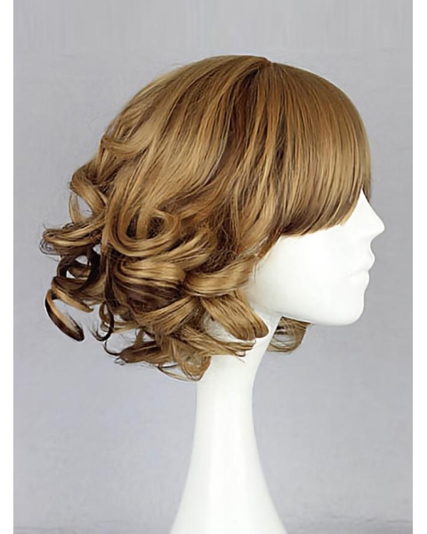 Designed Blonde Wavy Chin Length Bob Wigs