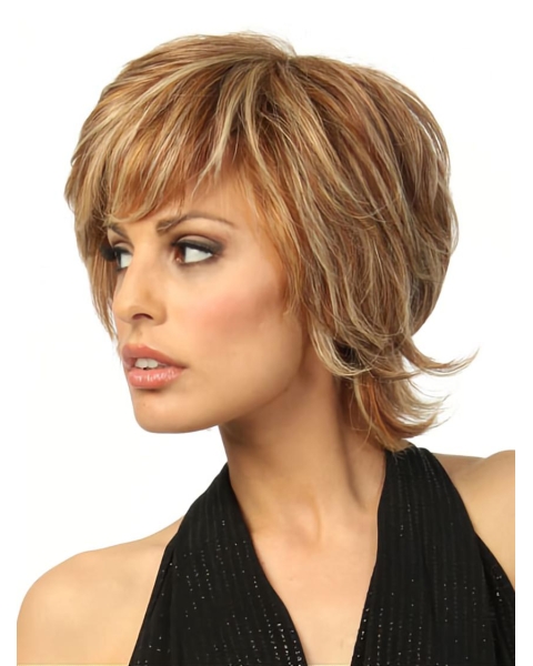 Refined Blonde Wavy Chin Length Wigs For Cancer