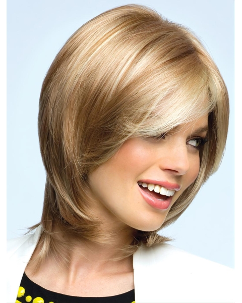 Blonde Wavy Synthetic Flexibility Medium Wigs