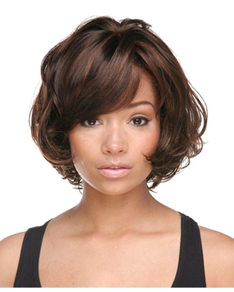 Easeful Auburn Wavy Chin Length African American Wigs