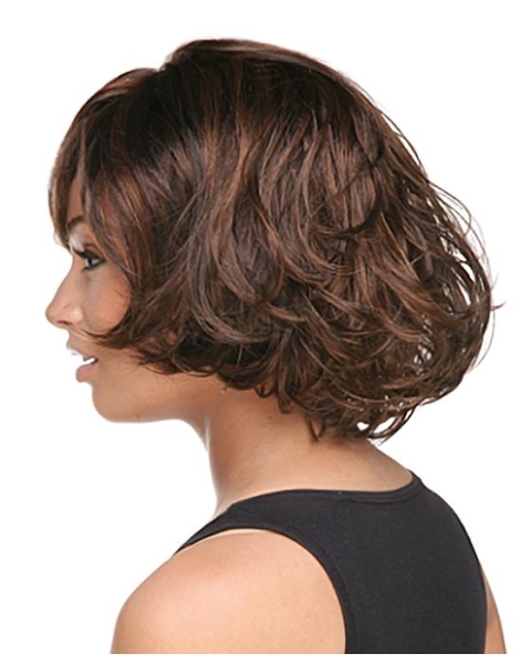 Easeful Auburn Wavy Chin Length African American Wigs