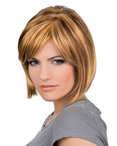 Blonde Graceful Wavy Remy Human Hair Medium Wigs