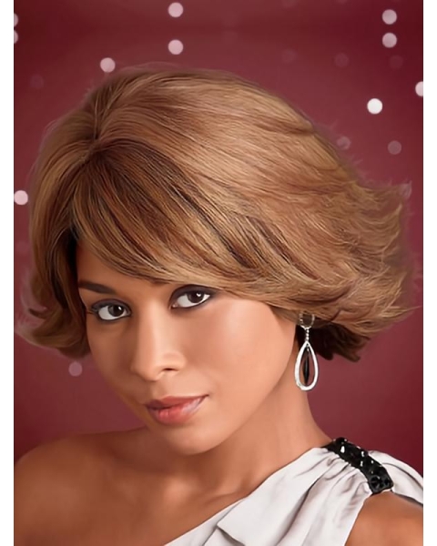 Brown Unique Wavy Synthetic Medium Wigs