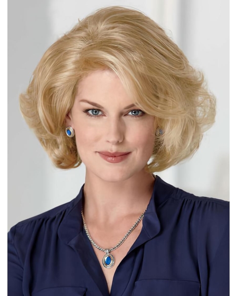 Glamorous Blonde Wavy Chin Length Classic Wigs