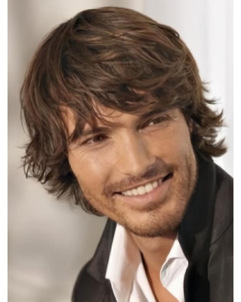 Fashion Brown Wavy Chin Length Men Wigs