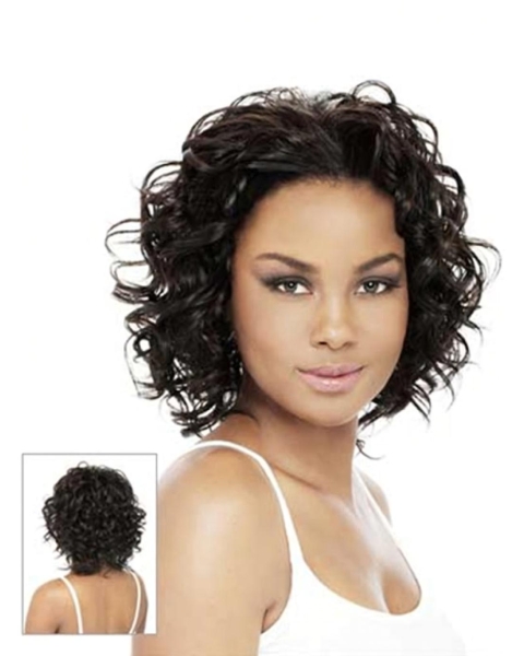 Designed Brown Wavy Chin Length Synthetic Wigs & Half Wigs