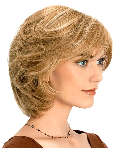 Convenient Blonde Wavy Chin Length Lace Front Wigs