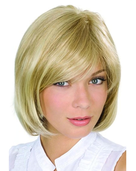 Gentle Blonde Wavy Chin Length Lace Wigs