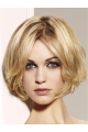 Preferential Blonde Wavy Chin Length Remy Human Lace Wigs For Cancer