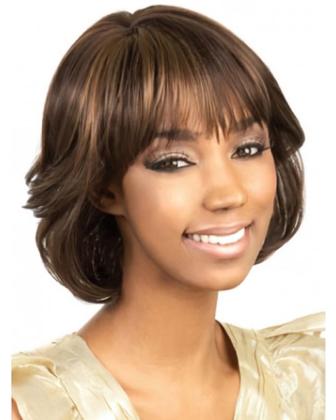 Brown Wavy Synthetic Modern Medium Wigs