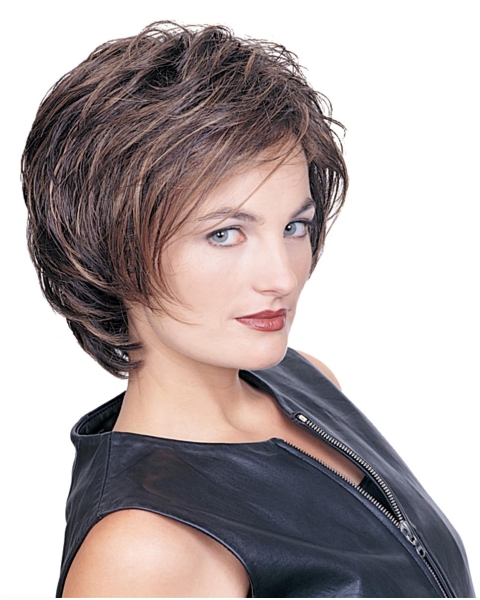 Brown Good Layered Wavy Short Wigs