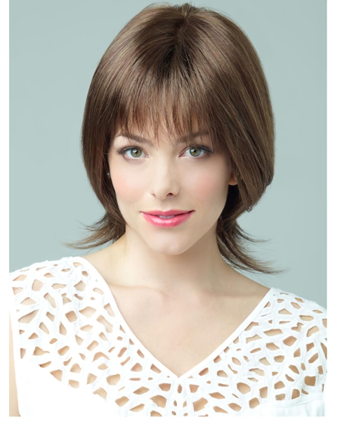 Monofilament Polite Wavy Synthetic Medium Wigs