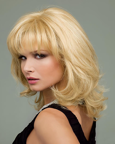 Beautiful Blonde Wavy Chin Length Human Hair Wigs