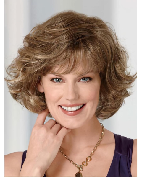 Lace Front Elegant Wavy Synthetic Medium Wigs